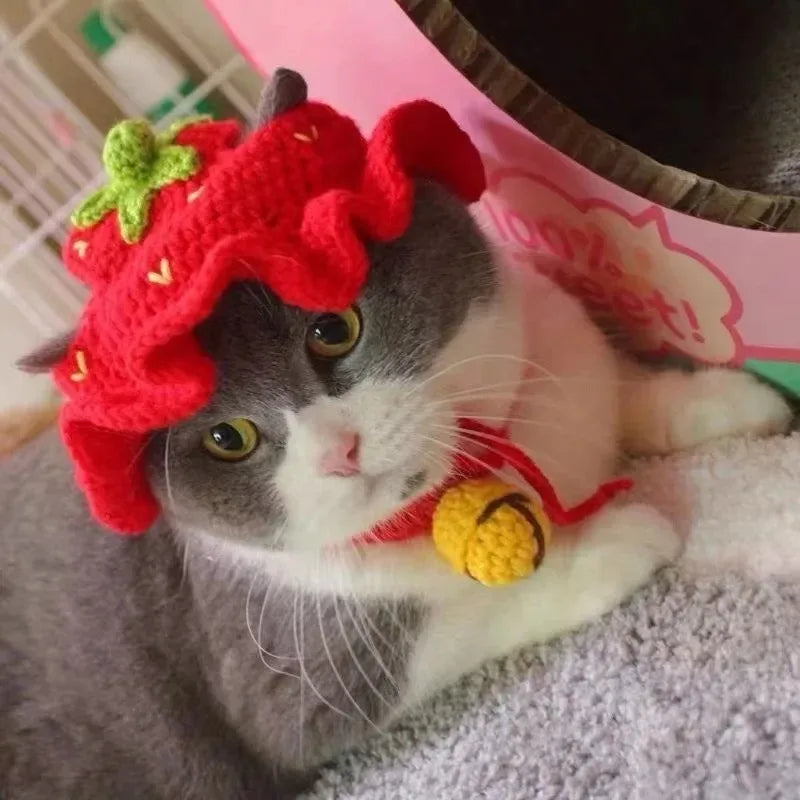 Cat Hats for Pets Handmade Cat Hat Elastic Woven Cap Pet Party Role Playing Headwear Party Photography Props Decoration Cat Acce - Play Paws Toys