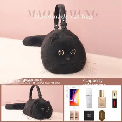 One Shoulder Bag Female Design Small Man Messenger Bag Versatile Hand Made Autumn and Winter Plush Cute Cat Bag - Play Paws Toys