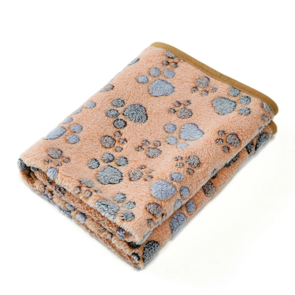 Warm Pet Cat Blanket Autumn Winter Cozy Thicken Fleece Kitten Footprint Bed Mat for Small Medium Big Cats Dog Chihuahua Supplies - Play Paws Toys