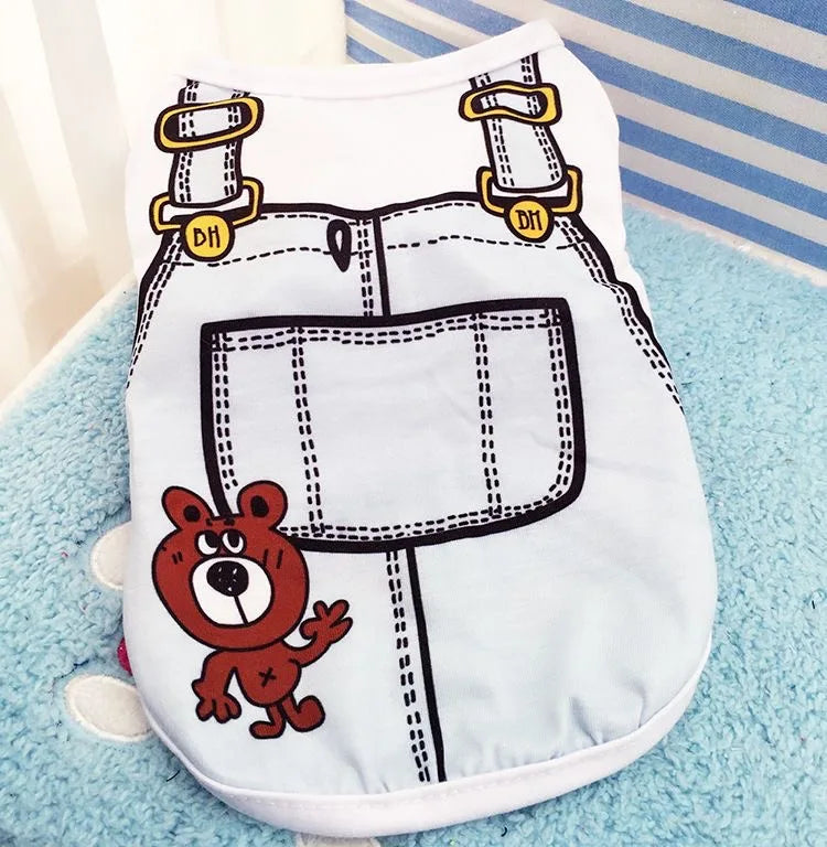 Puppy Dogs Soft Vests Pet Dog Clothes Cartoon Clothing Summer Shirt Casual T-Shirt for Small Pet Supplies