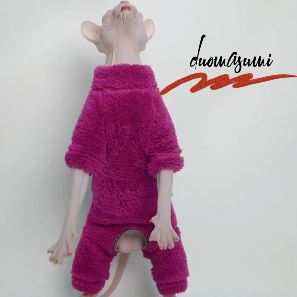 Winter Warm Sphynx Cat Clothes Four Legs Outfit for Hairless Cats Sizes for Devon Rex Abyssinian Cornish - Play Paws Toys