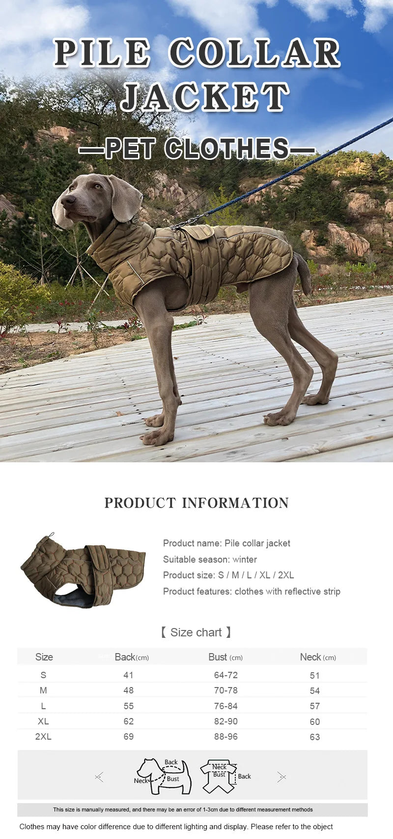 Warm Turtleneck Dog Clothes Winter Thick Reflective Snowsuit Coat Pet Jacket for Large Breed Whippet Greyhound Parka Clothing