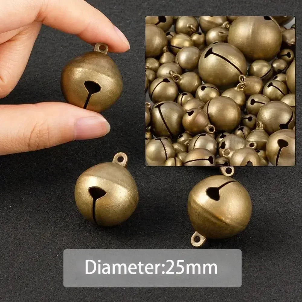 6/8/10/12/14/16/18/20/25mm Bronze Metal Jingle Bells Loose Beads Festival Party Christmas Decoration DIY Crafts Accessories