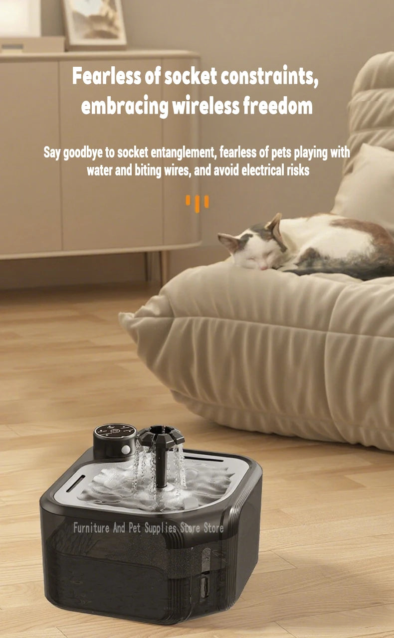 Wireless Automatic Cat Water Fountain 3600mAh 2800ML Pet Water Dispenser For Dog Cat Infrared Sensor Smart Pet Drinkier Fountain