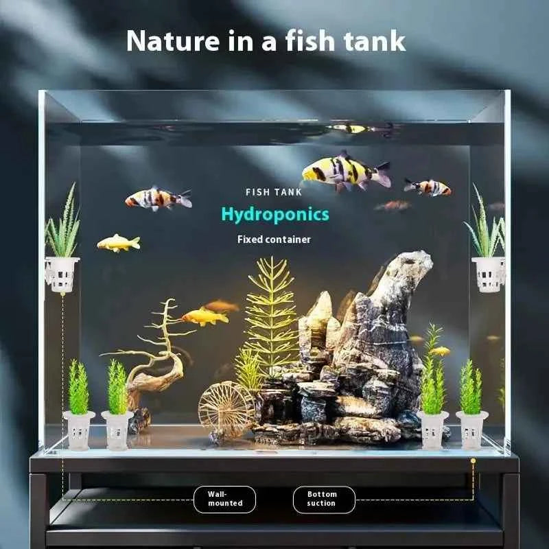 50/10PCS Clear Plastic Aquarium Planting Cups with Suction Base Water Grass Grow Containers for Freshwater Fish Tank Decoration
