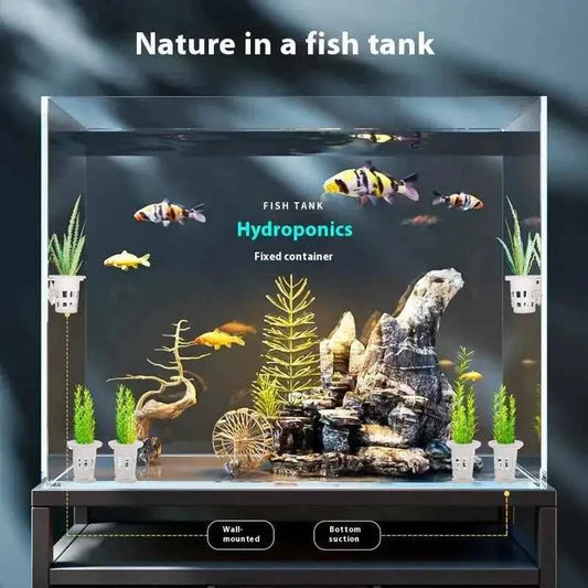 50/10PCS Clear Plastic Aquarium Planting Cups with Suction Base Water Grass Grow Containers for Freshwater Fish Tank Decoration