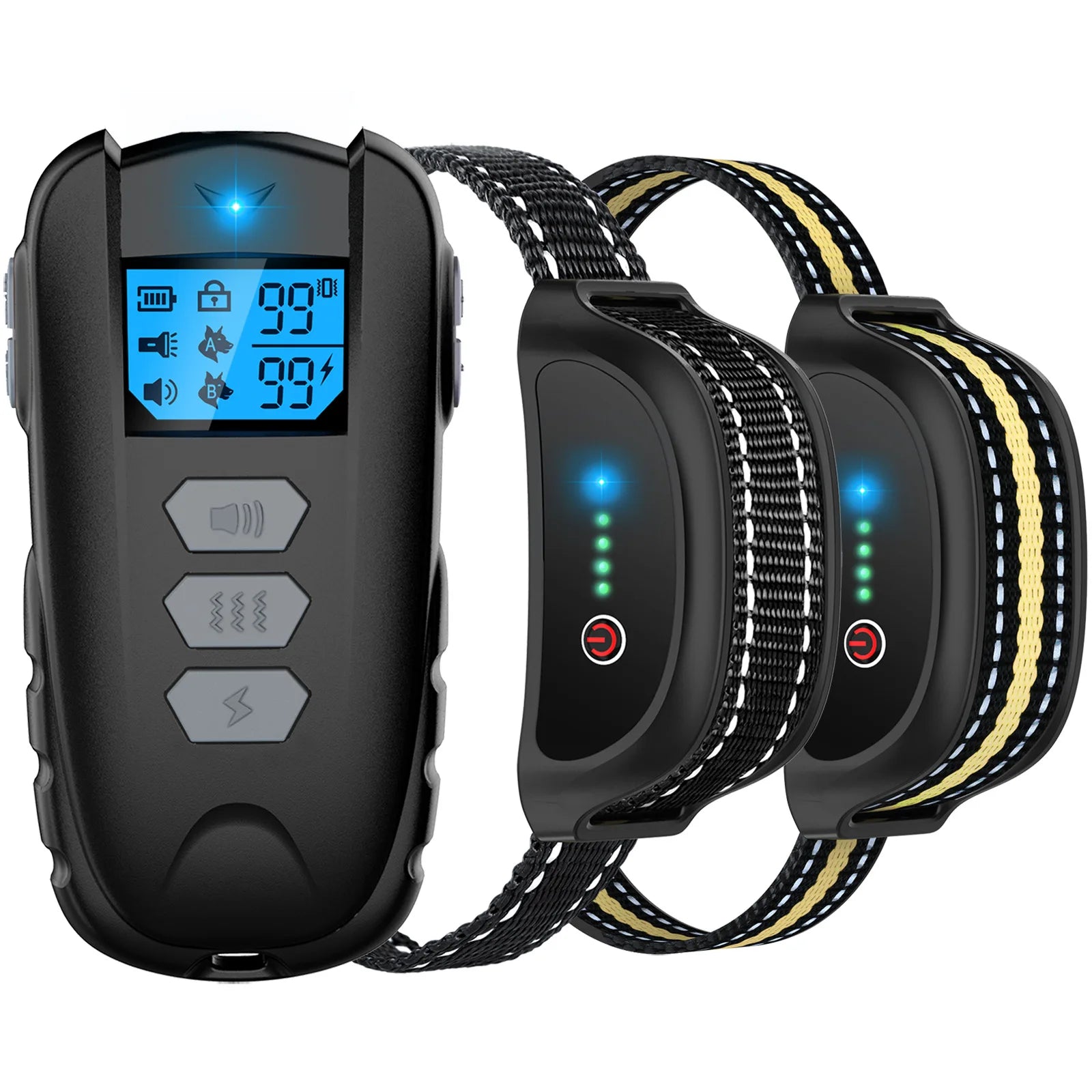 Pet Electric Dog Training Collar Remote Control 1000ft Barkproof Collars for Dogs Vibration Sound Shock Rechargeable Waterproof