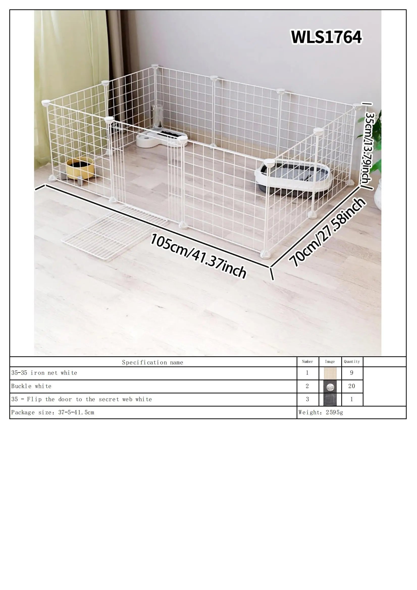 Pet Splicing Fence with Detachable Iron Mesh Gate, Isolation Barrier, Anti-Escape Gate, Indoor Fence, Easy to Assemble, Portable Cage - Play Paws Toys