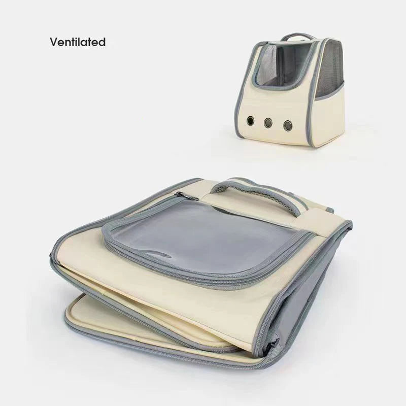 Pet Cat Carrier Backpack Breathable Portable Travel backpack for cat and dog With Anti Breakaway Belt Three-door design AA074 - Play Paws Toys