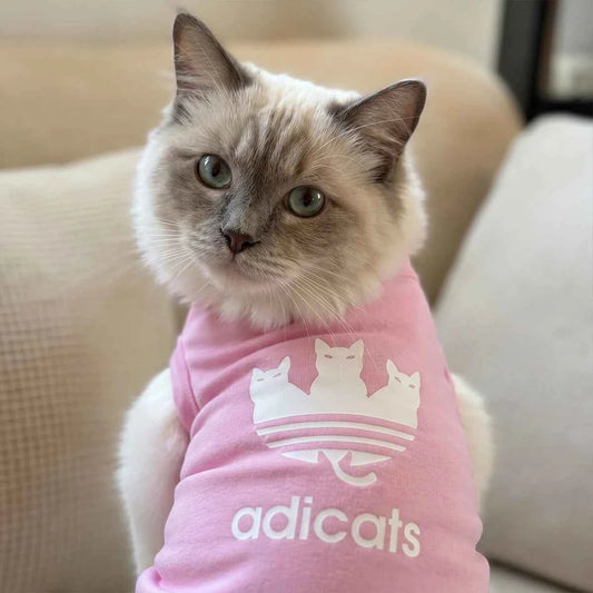 Adicats Pink Cat Clothes Spring Summer Autumn Small Medium Large Popular Singlet Funny Printing Three Kitten Clothing