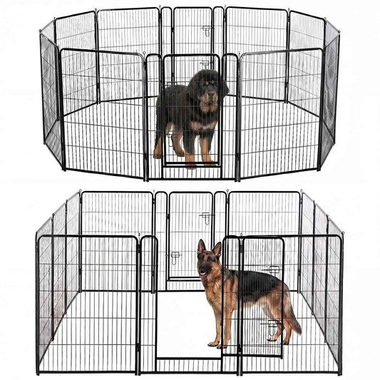 JHK Metal 12 Panels Dog Playpen Pet Fence 24 Inch to 40 Inch Foldable Large Dog Puppy Exercise for Yard Gate Camping Outdoor