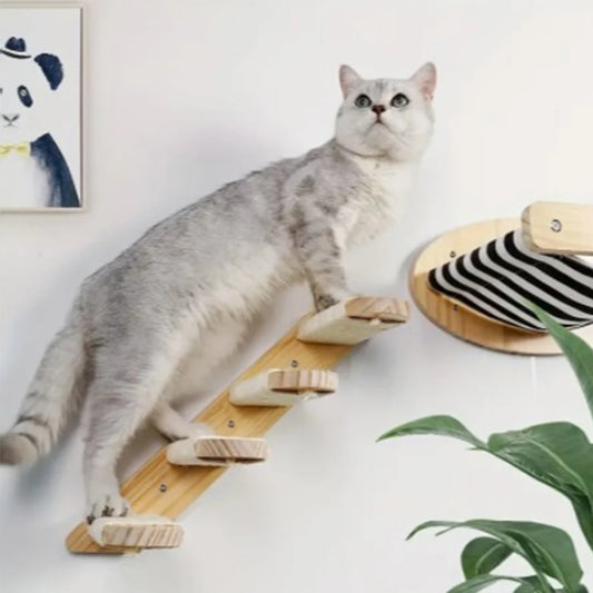 Wall-mounted Cat Climbing Frame 50cm Cat Climbing Ladder  Hammock  Activity Sisal Cat Grab Post Cat Pedal Indoor Cat House - Play Paws Toys
