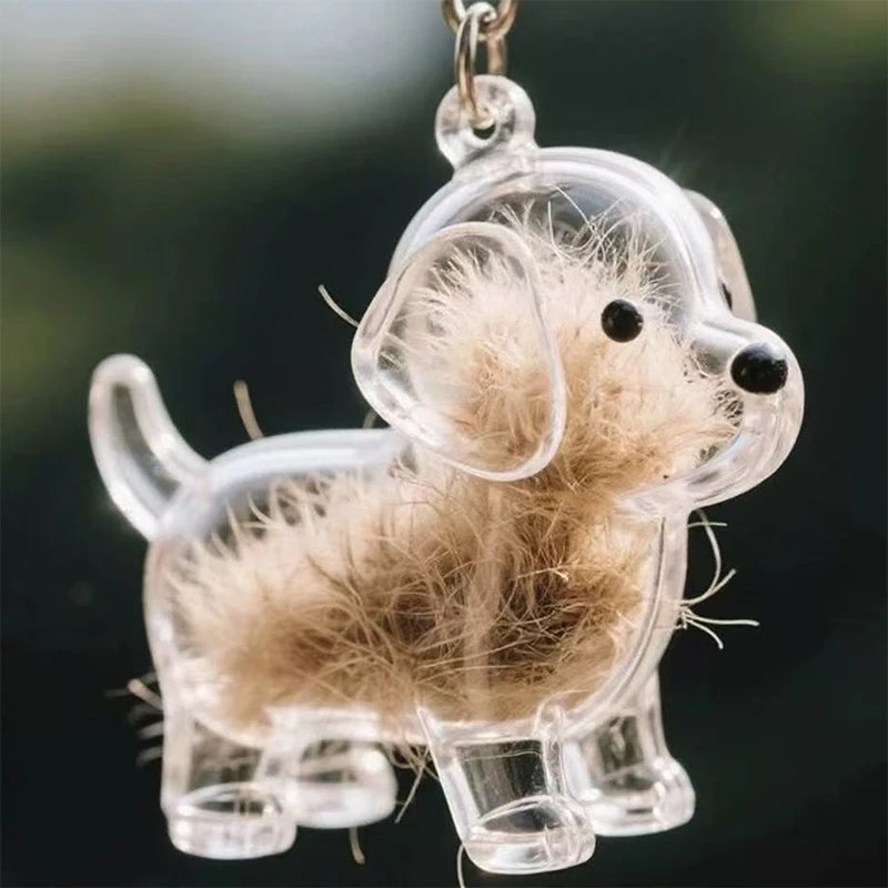 Clear Pet Hair Memorial Keepsake Capsule Dog Fur Container DIY Pendant Keychain Decor Animal Lovers Home Display Gift Idea