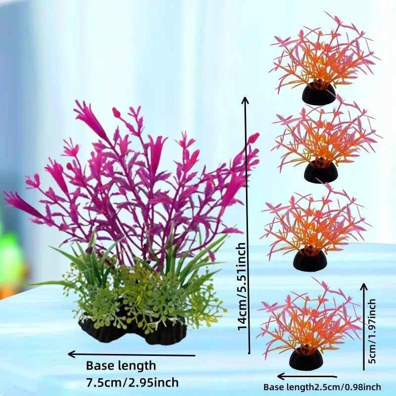 5pc Aquarium Plants Ornaments Plastic Simulation Artificial Water Grass Fish Tank Decoration Accessories