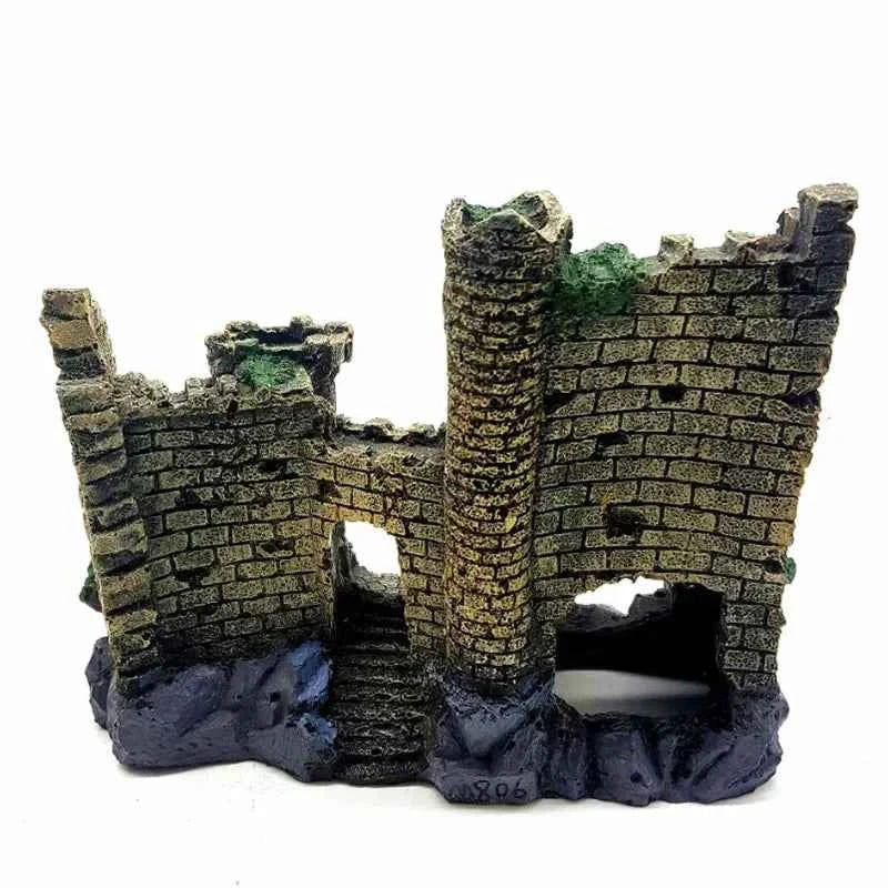 New Resin Artificial Fish Tank Ancient Castle Decoration Aquarium Rock Cave Building Decoration Aquatic Landscaping Ornament