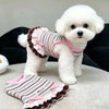 Comfortable Striped Pet Dress Anti Shedding All Season Apparel Stylish Outfit for Kitten Puppy Teddy Bichon Yorkie