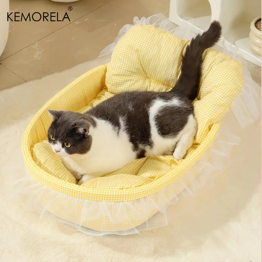 KEMORELA Gauze-edged Cat Princess Sofa Bed Washable and Removable - Universal Pet Mat for All Seasons Suitable for Cats and Dogs - Play Paws Toys