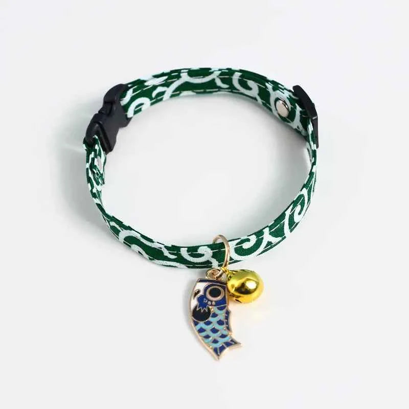 Adjustable Koi Bell Pendant Lucky Cat Collar Japanese Necklace Accessories Pet Supplies