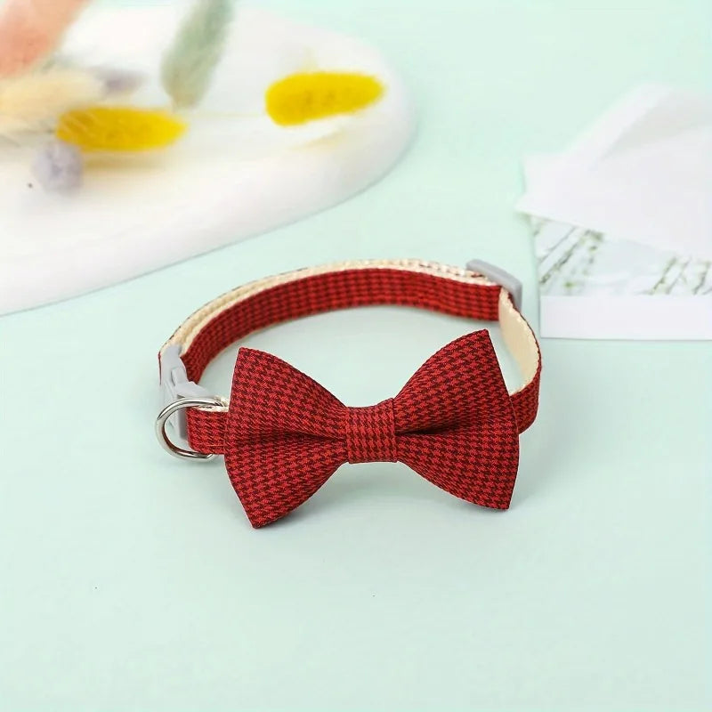 Cute Cat Collar with Bow Tie Adjustable Design Pet Dogs Cats Puppy Necklace Pet Supplies
