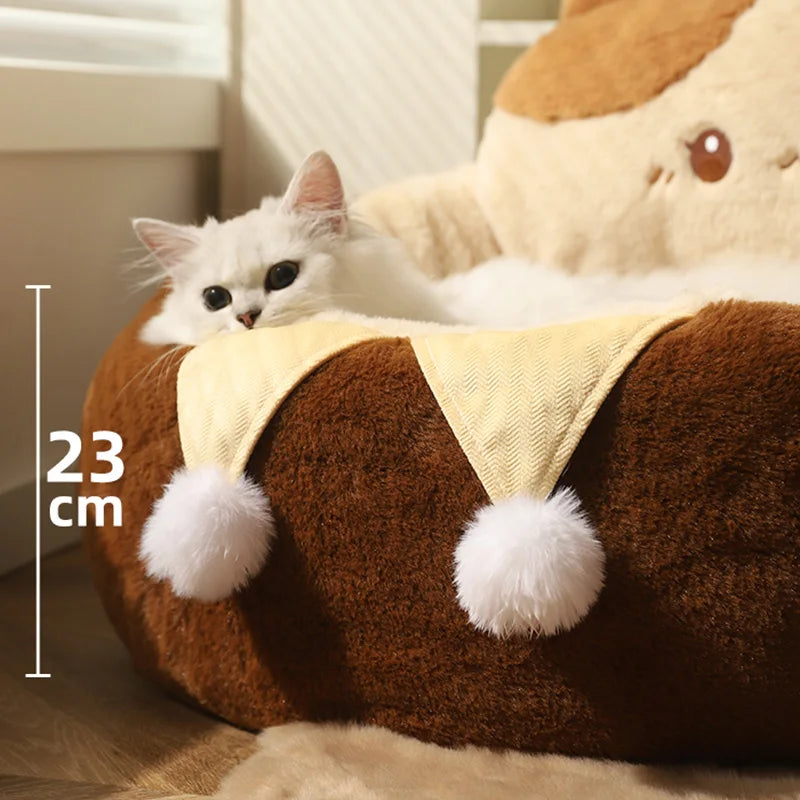 HOOPET Cats Sofa Dogs Bed Round Cat Pad Mattress Winter Warm Deep Sleep Cushion Soft Cat House Dog Nest Pet Accessories - Play Paws Toys