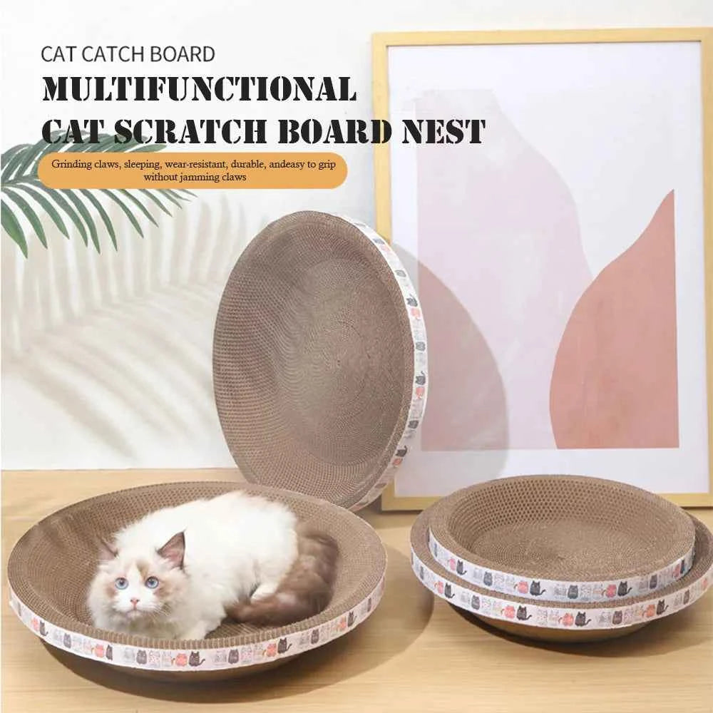 L Size Cat Toys Pet Bed Scratching Board Corrugated Cardboard Bowl Pad Cats Scratcher Toy Oval Grinding Claw Toy Cat Accessories