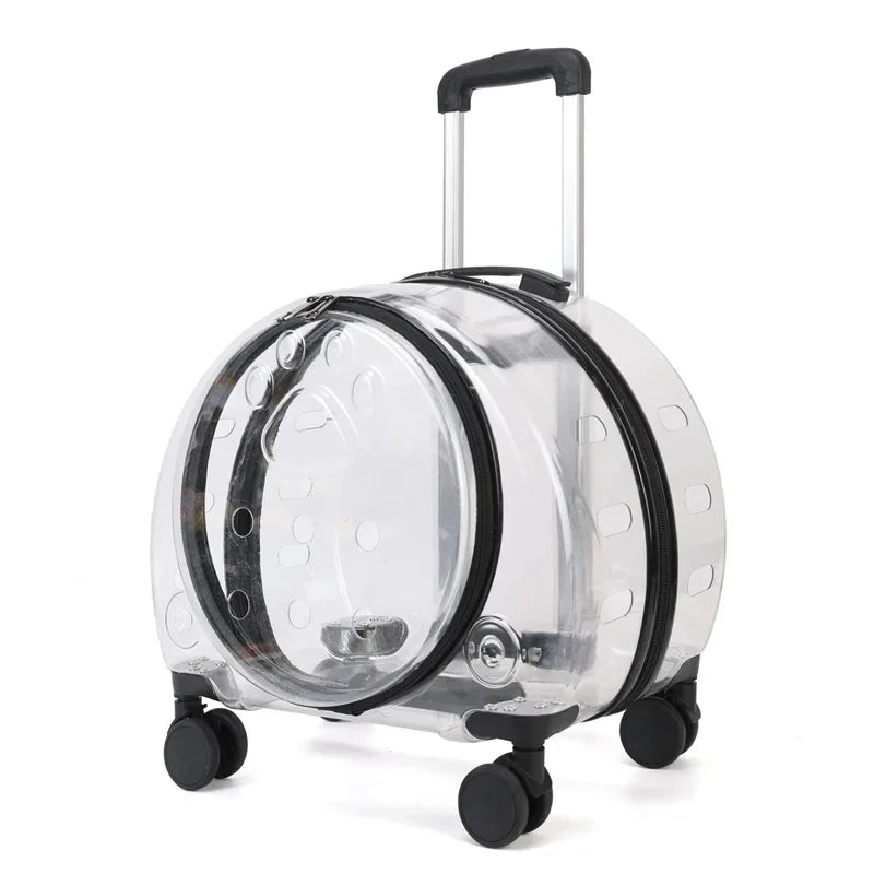 Transparent Pet Travel Carrier Portable Trolley Suitcase for Cats & Small Dogs Durable Pet Transport Case Professional Pet Cart - Play Paws Toys