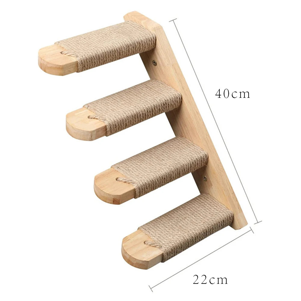 Wall-mounted Cat Climbing Frame 50cm Cat Climbing Ladder  Hammock  Activity Sisal Cat Grab Post Cat Pedal Indoor Cat House - Play Paws Toys