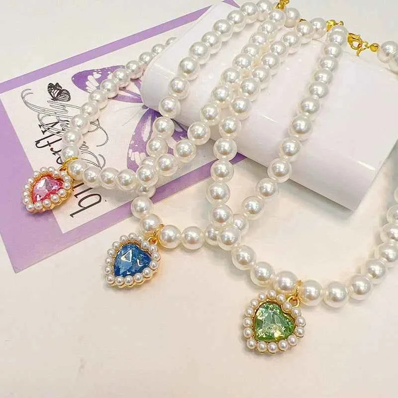 Adjustable Bling Neck Ornament Pearl Necklace Fashion Princess Accessory For Cat Kitten Small Dog Chihuahua Pet Supplies