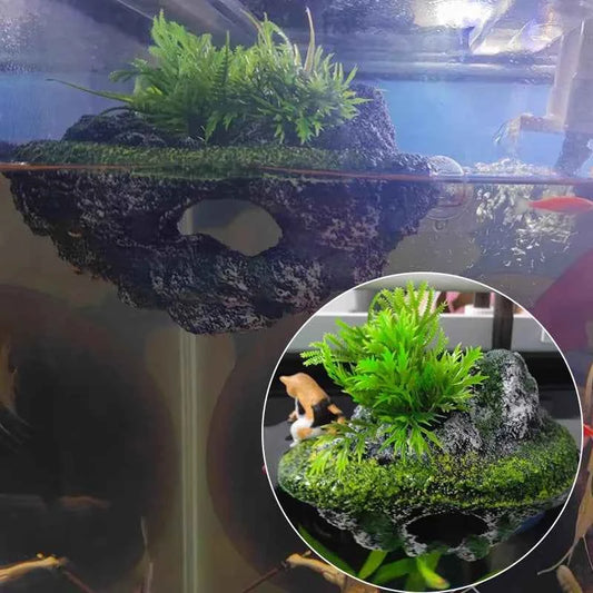 Suspended Island Fish Tank Decorative Creative Floating Stone Simulation Aquarium Decoration Ornaments Aquarium Accessories 1pcs