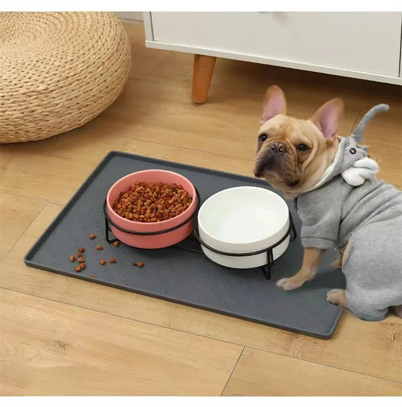 Pet Placemat Cat Dog Drinking Feeding Placemat Feeder Mats Cat Feed Mat Dog Food bowl Mat Silicone Waterproof Pet Bowl Pad - Play Paws Toys