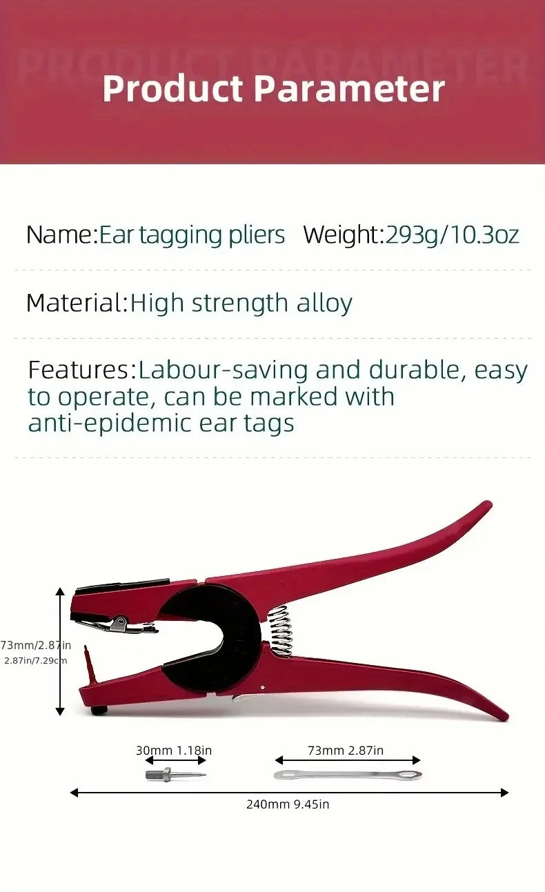 Ear Tag Pliers Livestock Animal Ear Tagging Gun Applicator For Sheep Goat Pig Cattle Rabbit Veterinary Marker Clamp Neddle