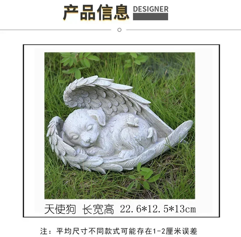 Pet Tombstone Dog Cat Tombstone Memorial Stone Personalized Memorial Stone Resin Statue Creative Angel Dog Cat Ornament