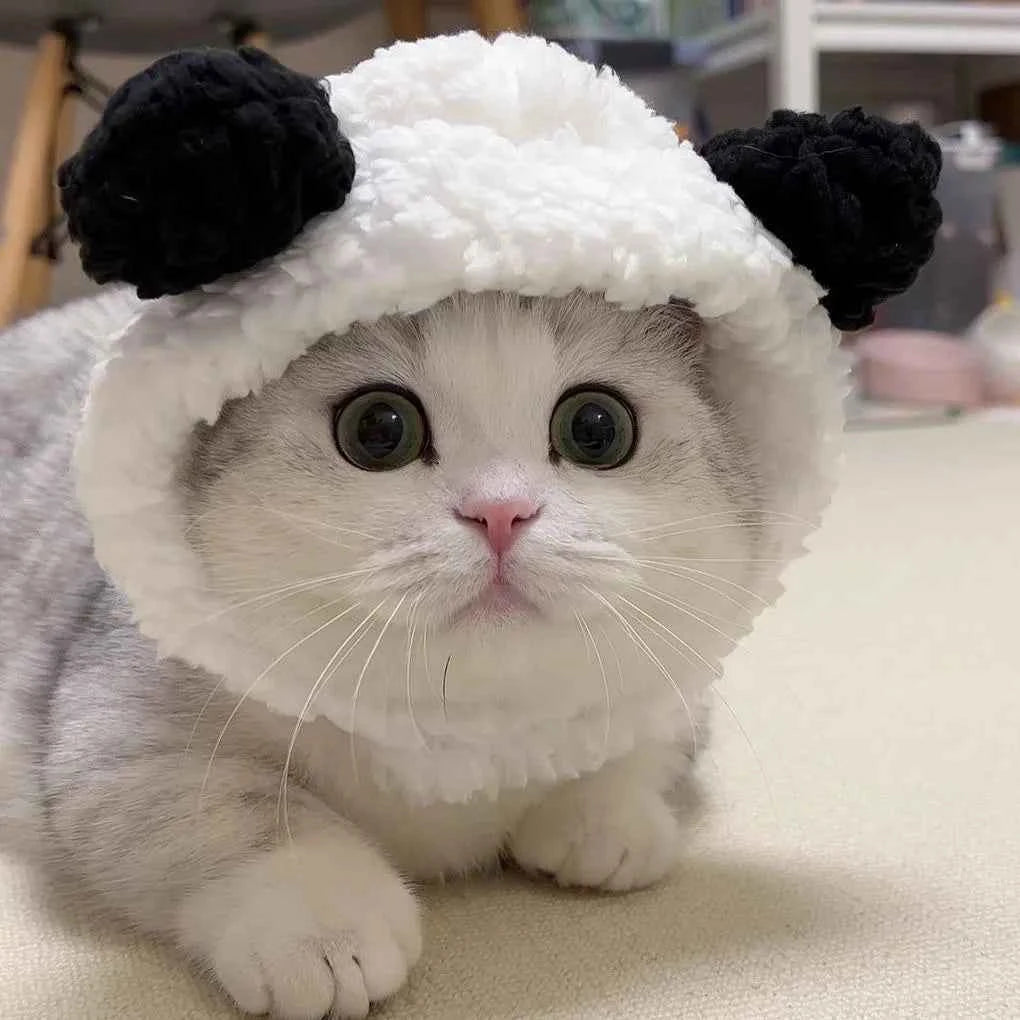 Funny Pet Headband Plush Yarn Panda Pig Chick Cat Dog Warm Cosplay Costume Headdress for Cats Dogs Pets Supplies Accessories