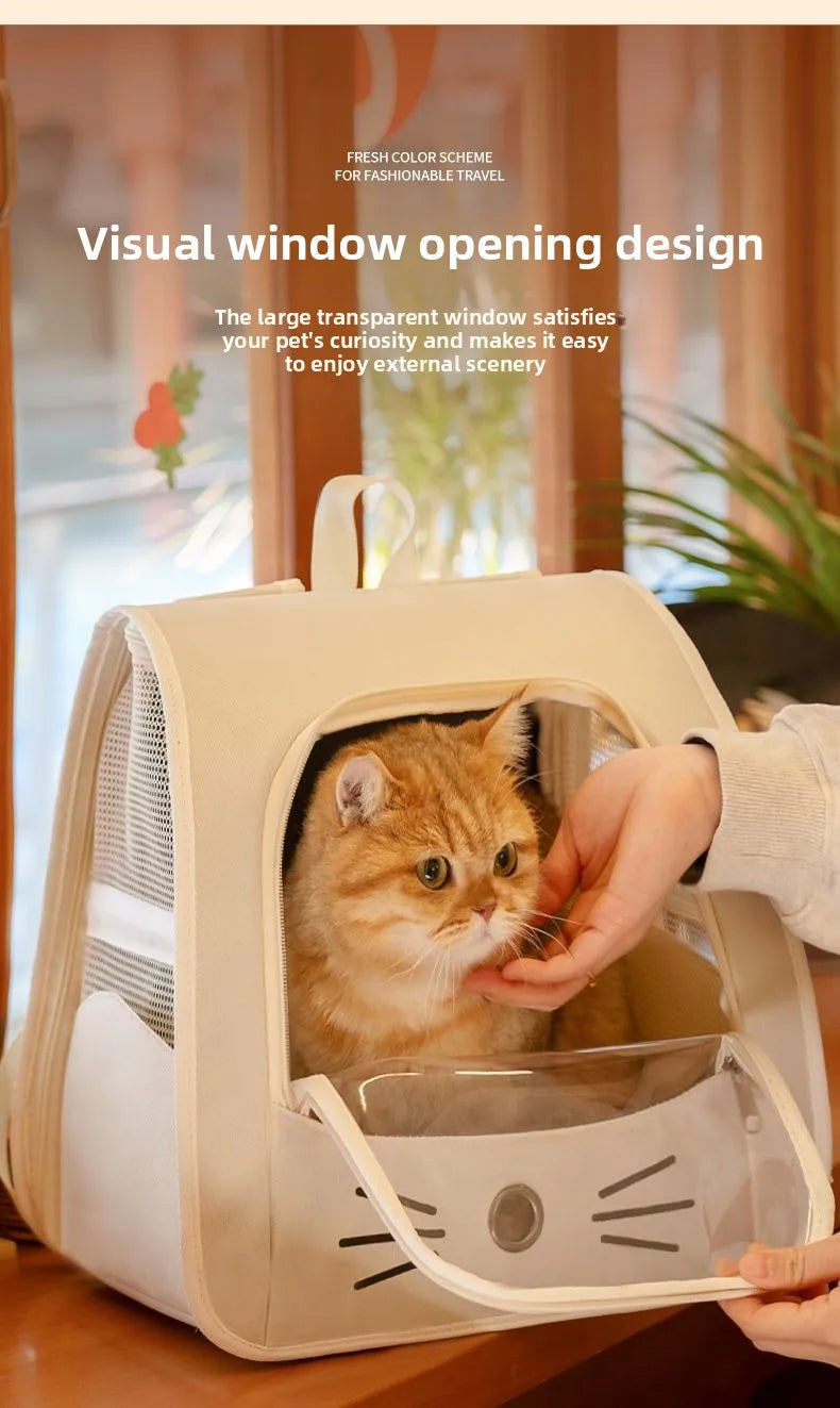 Cat Bag Outing Travel Pet Backpack Cabin Cat Schoolbag Shoulder Cage Multifunctional Bag Car Folding Soothing Anti-scratch - Play Paws Toys