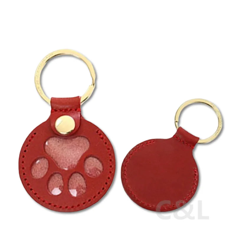 Memorial Leather Pet Hair Storage Bag Cat Paw Keychain Kitten Souvenir Fur Container Pendant Portable Handmade Key Accessories