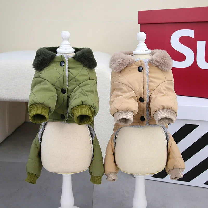Warm Fleece Dog Jumpsuit For Small Medium Dogs Jacket with D-ring Autumn Winter Puppy Coat Chihuahua Costume Bulldog Pet Outfits