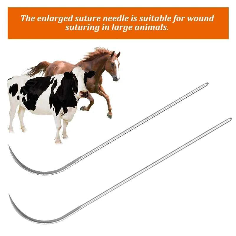 Suture Needle Bending Needle Veterinary 10Pcs Absorbable Suture Thread 1M Animal Husbandry Veterinary Tools Sheep Cow Livestock