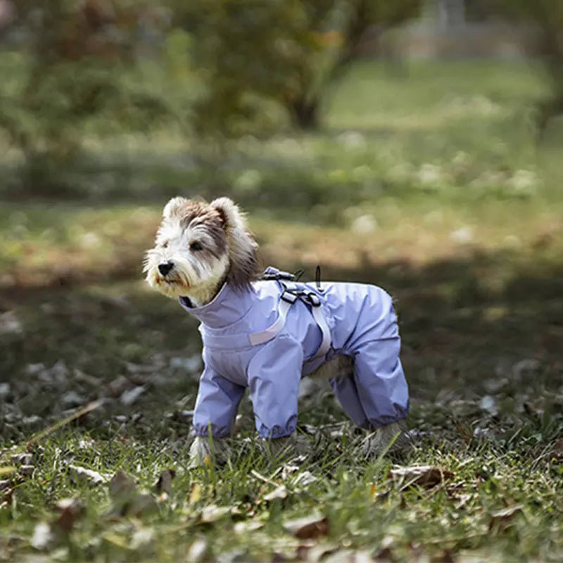 Dog Raincoat With Harness Waterproof Jacket for Small Dogs Adjustable Reflective Dog Rain Overalls Four legged raincoat Pet Rain