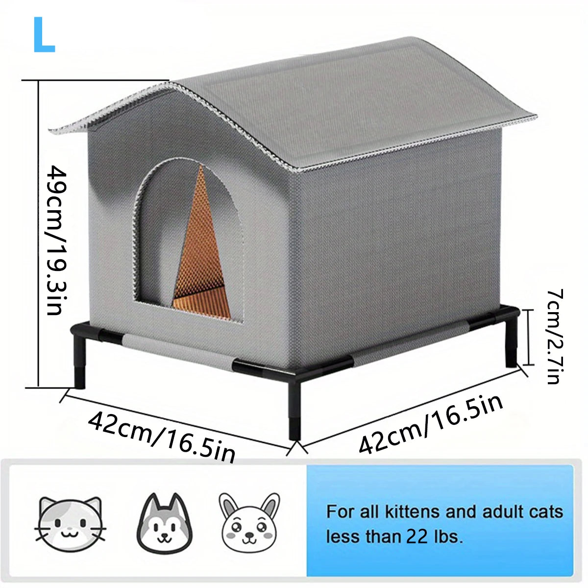 Stray Cat Houses with Mat Waterproof Winter Warm Shelter Foldable Pet Cave Nest Sleeping Beds for Outdoor Cats Small Dog Puppies - Play Paws Toys
