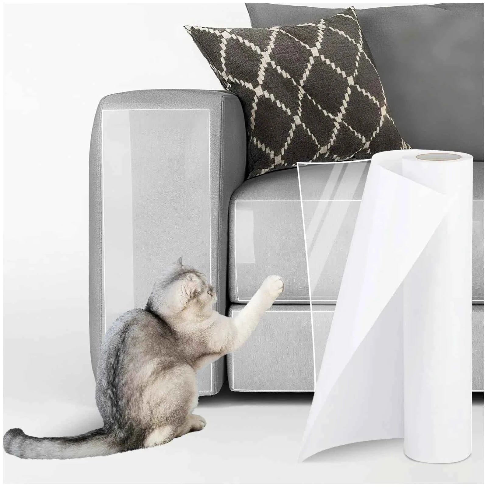 1 Roll Anti Cat Scratch Furniture Protector Tape Self-Adhesive PVC Transparent Tape Couch Guard Pads Stickers for Couch Sofa