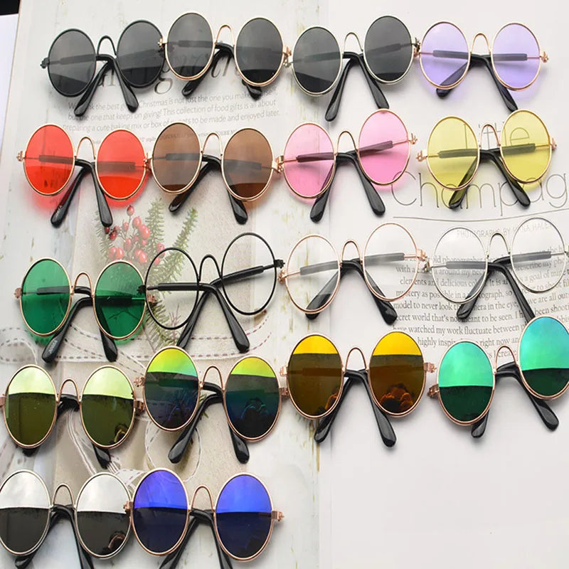 Puppy Dog Sunglasses Anti-skid Round Metal Cat Classic Retro Sunglasses Hippie Cute and Funny Pet Glasses Cosplay Party Costume