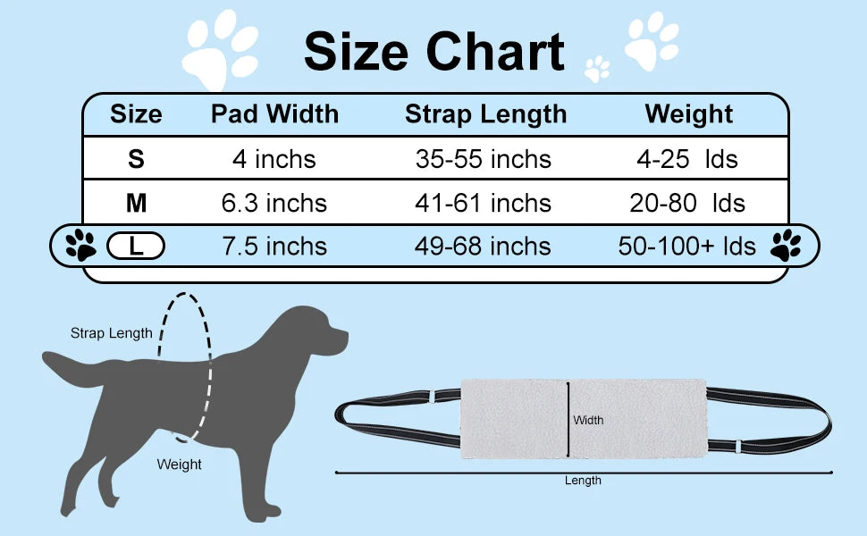 Dog Lift Harness Adjustable Dog Sling for Back Legs Support Rehab Harness for Weak Rear Legs Pet Aid Assist Tool For Elderly Dog