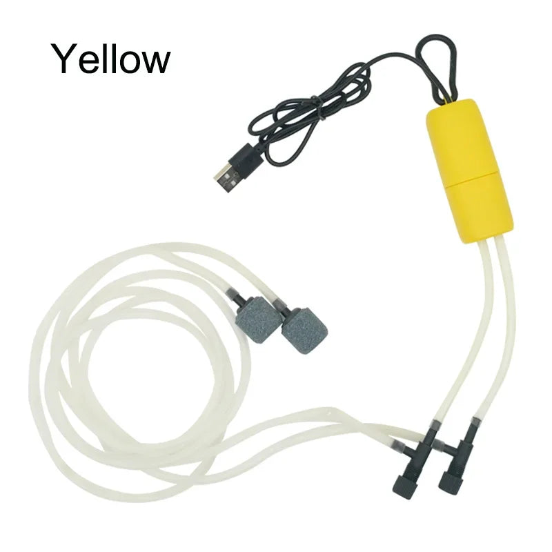 Aquarium USB Oxygen Air Pump Fish Tank Portable Dual-hole Silent Air Compressor Aerator Mini Adjustable Air Volume Accessories