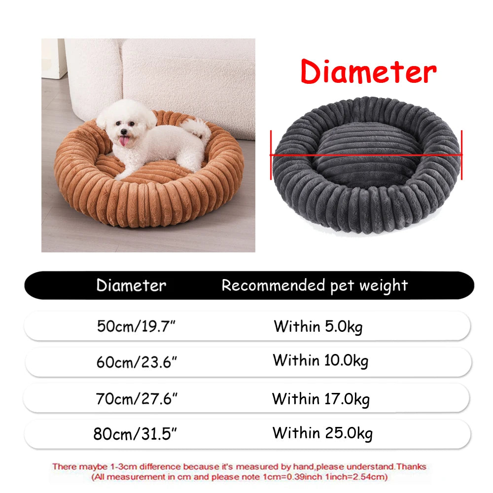 Round Large Dog Bed Winter Warm Plush Dog Bed for Medium Dog House Sleeping Dog Kennel Removable Small Cat Sofa Accessories