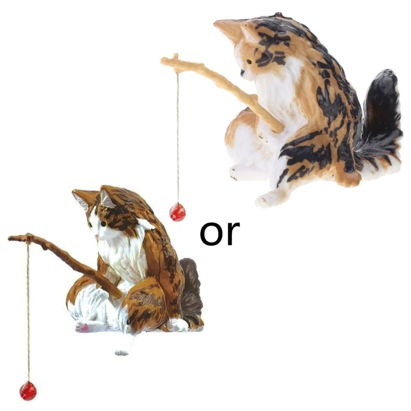 Fishing Cat Ornaments Fish Tank Landscaping Aquarium Decoration Mini Cat Statue Fish Tank Accessories Household Supplies