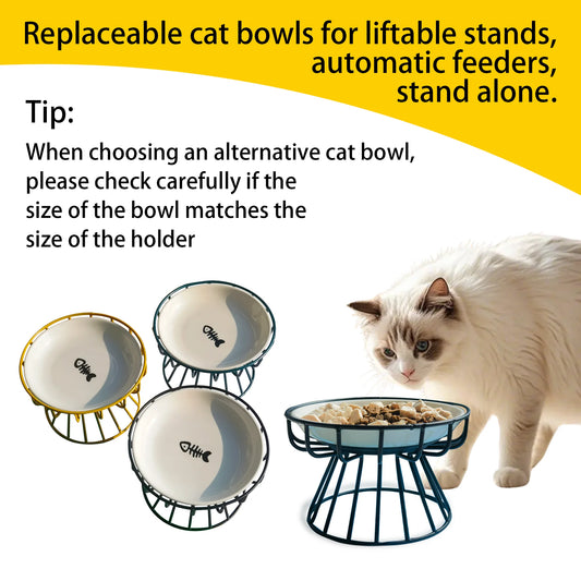 Oitabi 3PCS No Spill Cat Bowls Sets, Cat Food Bowl, Anti Whisker Fatigue Ceramic Cat Dishes Set, Shallow Wide Kitten Plates - Play Paws Toys