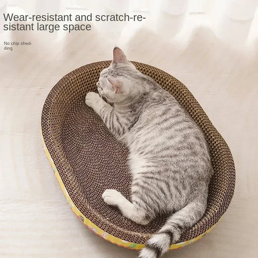 Cat Scratching Board Protect Furniture Grinding Claw Toys Oval Corrugated Paper Wear-resistant Cat Nest Cat Accessories - Play Paws Toys