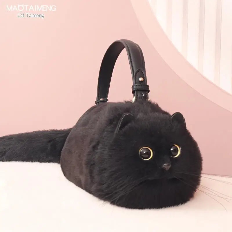One Shoulder Bag Female Design Small Man Messenger Bag Versatile Hand Made Autumn and Winter Plush Cute Cat Bag - Play Paws Toys