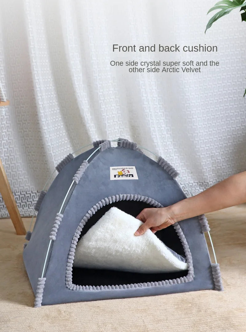 Foldable Cat House Pet Tent Four Seasons Universal Cat and Dog Pet Nest Summer Cool Mat Outdoor Portable Foldable Breathable - Play Paws Toys