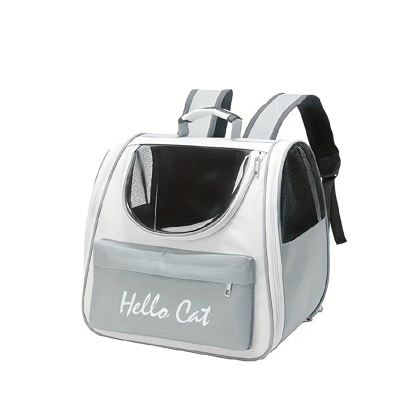 Large capacity collapsible pet backpack with zip closure, handle and mesh vent, perfect for cats and small dogs traveling - Play Paws Toys